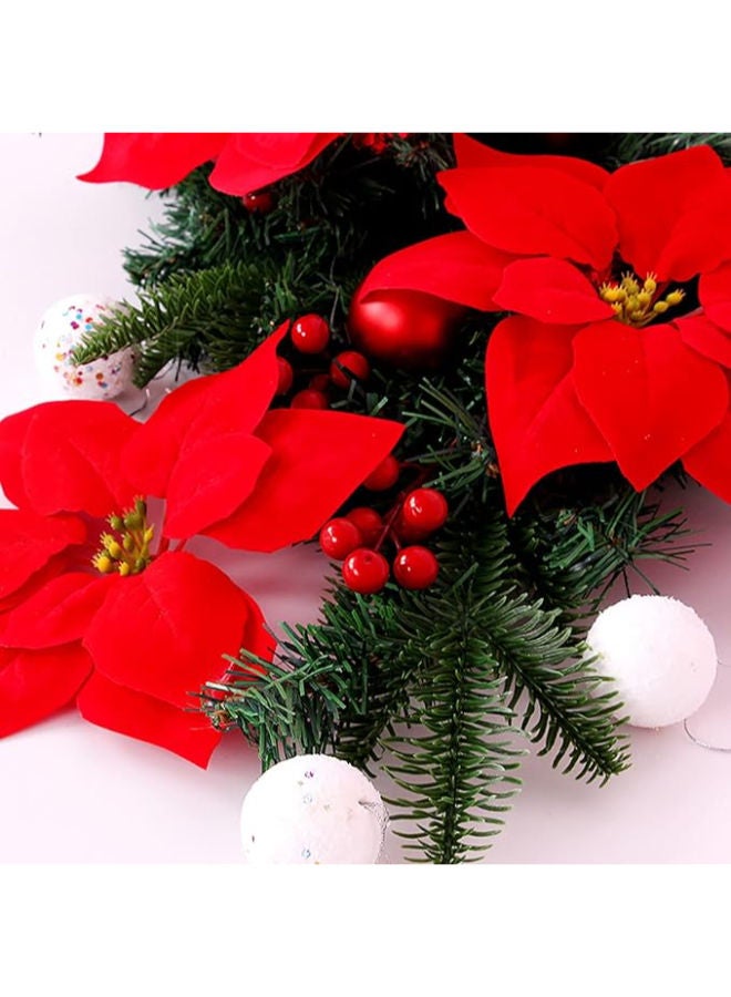 3 pieces - Poinsettia Artificial Christmas Flowers 7 Head - Image 3