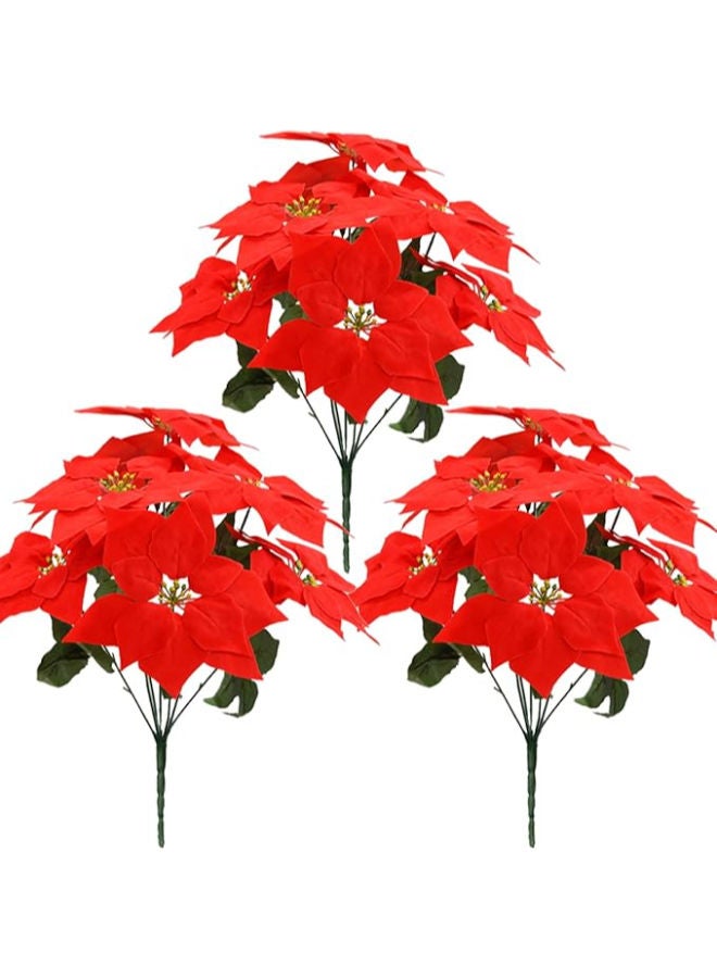 3 pieces - Poinsettia Artificial Christmas Flowers 7 Head - Image 1