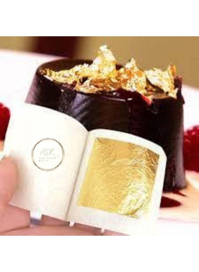 ASK VARK WALA 24K Pure Edible Gold VARK Golden Leaf [3X4] INCHES Gold Foils 20 Sheets For Cake Sweets Ayurvedic Medicine Face Treatment Anti Aging Spa - Image 1
