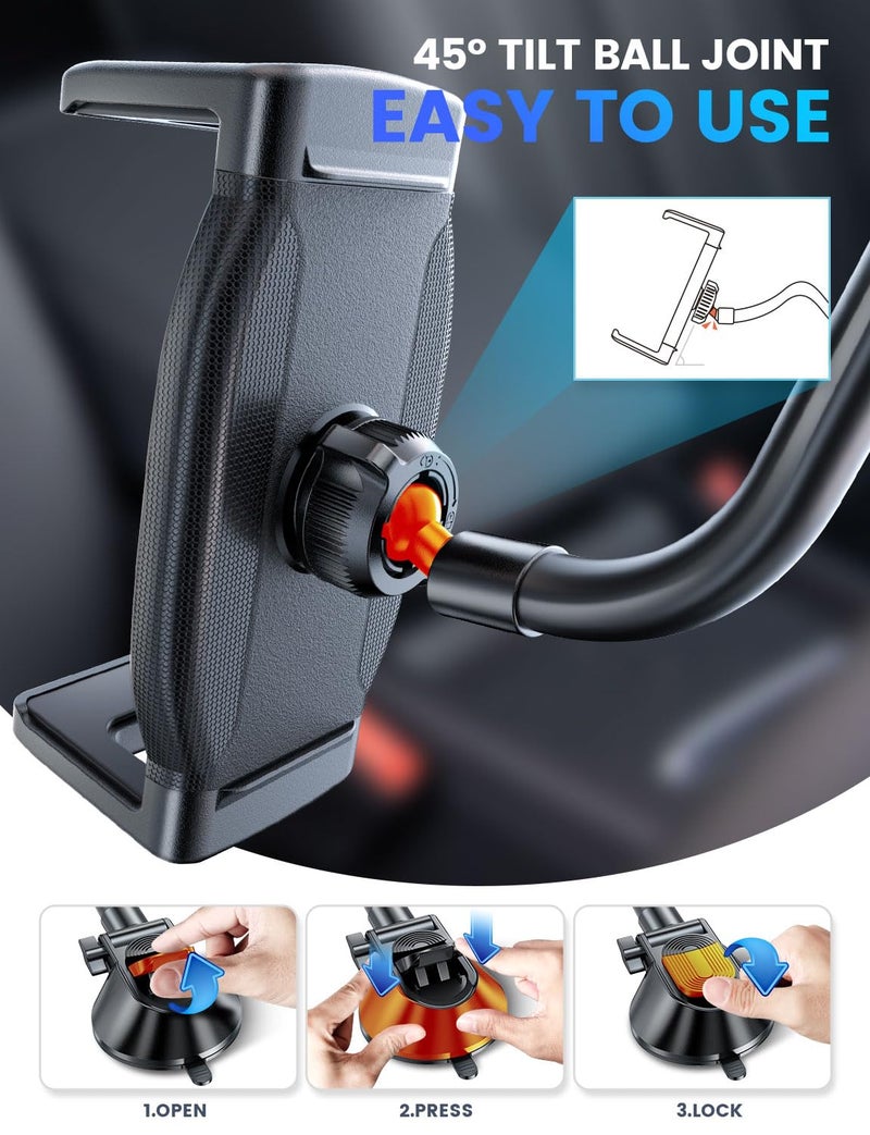 eSamcore Tablet Holder for car, 1.57" Extra Deep Clamp for iPad for Car Dashboard Gooseneck iPad Dash Mount Windshield 360Â° Rotating Suction Cup Mount for 6"-11" Tablet - Image 5