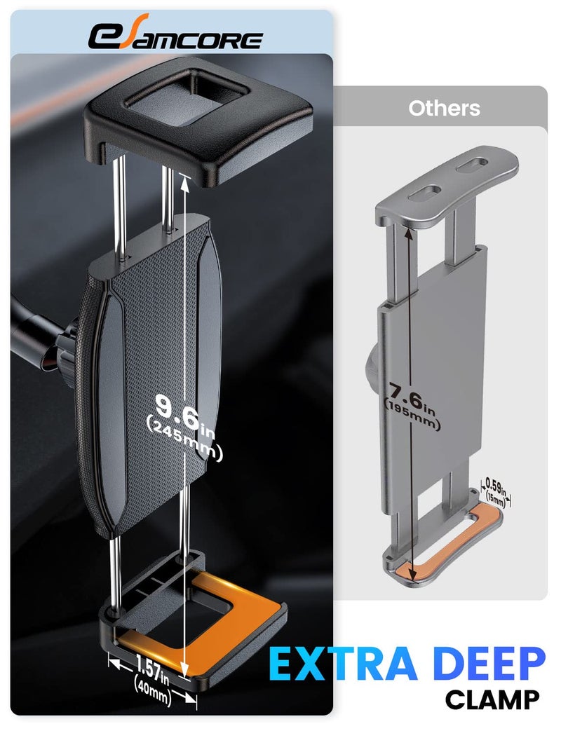 eSamcore Tablet Holder for car, 1.57" Extra Deep Clamp for iPad for Car Dashboard Gooseneck iPad Dash Mount Windshield 360Â° Rotating Suction Cup Mount for 6"-11" Tablet - Image 2
