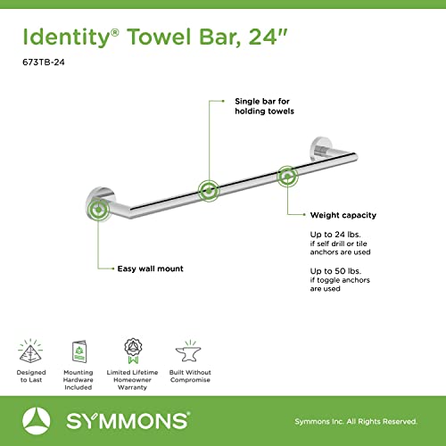 Symmons بار منشفة مثبت على الحائط Symmons 673TB-24 بارتفاع 24 بوصة من الكروم المصقول - Image 4