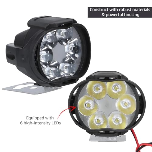 Pivalo 6 LED Fog Light15V DC 10W 1000Lm 7000k Power Waterproof Universal Head Lamp Off-Road Driving Anti Fog Headlight with Handlebar Switch for Bike Scooty Motorcycle (White, Pack of 2) - Image 4