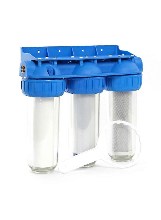 ROBIZ نظام ترشيح المياه ثلاثي الطبقات بقطر 10 بوصات من روبز - فلتر كربوني بكتلة 5 ميكرون، يزيل الروائح والشوائب، تصميم مدمج، تركيب سهل، جهاز تنقية مياه متين وصديق للبيئة - Image 2