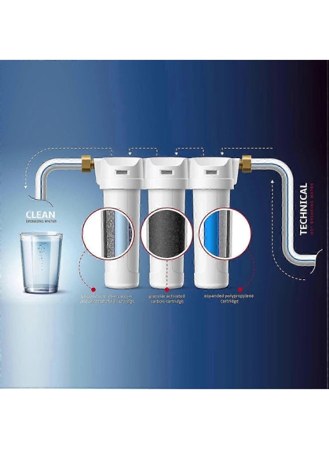 ROBIZ نظام ترشيح المياه ثلاثي الطبقات بقطر 10 بوصات من روبز - فلتر كربوني بكتلة 5 ميكرون، يزيل الروائح والشوائب، تصميم مدمج، تركيب سهل، جهاز تنقية مياه متين وصديق للبيئة - Image 3