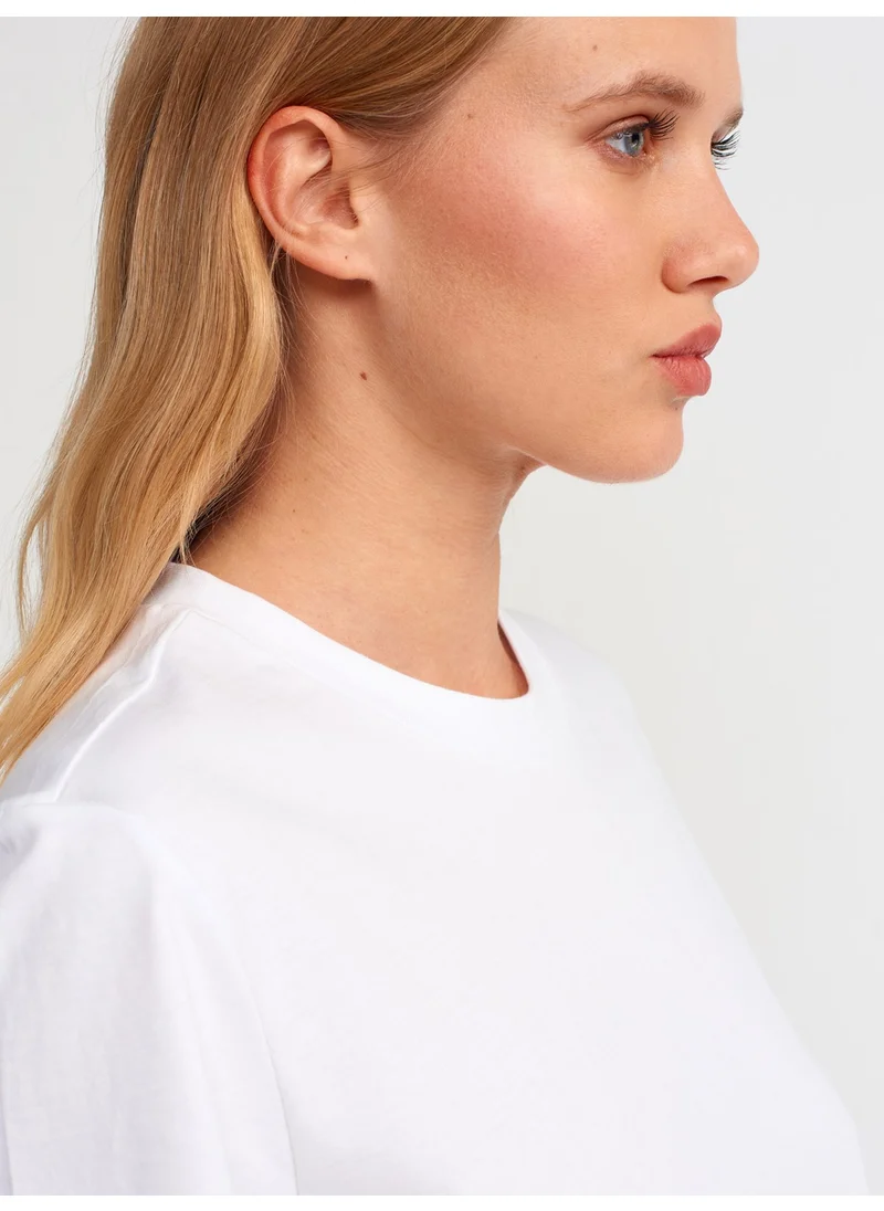 Dilvin 30159 Crew Neck T-Shirt-White