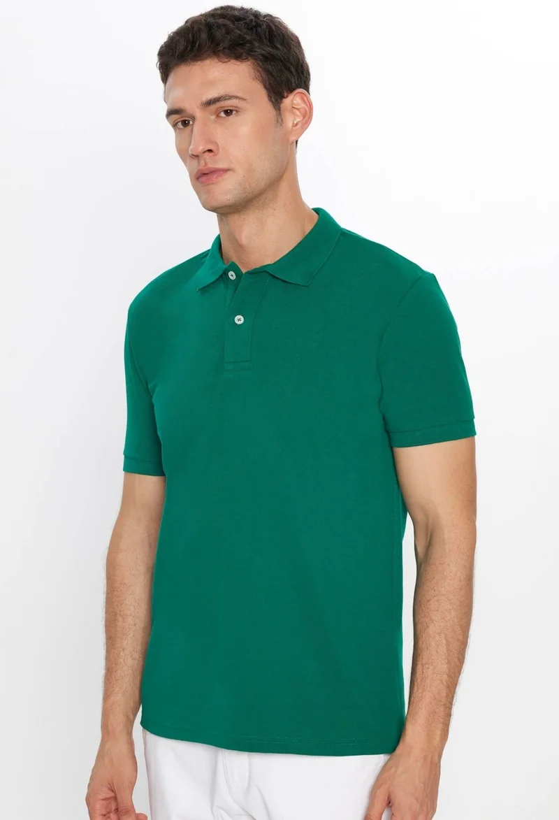 تودورس Men's Slim Fit Slim Cut Cotton Soft Texture Cool Fabric Plain Pique Polo Collar T-Shirt