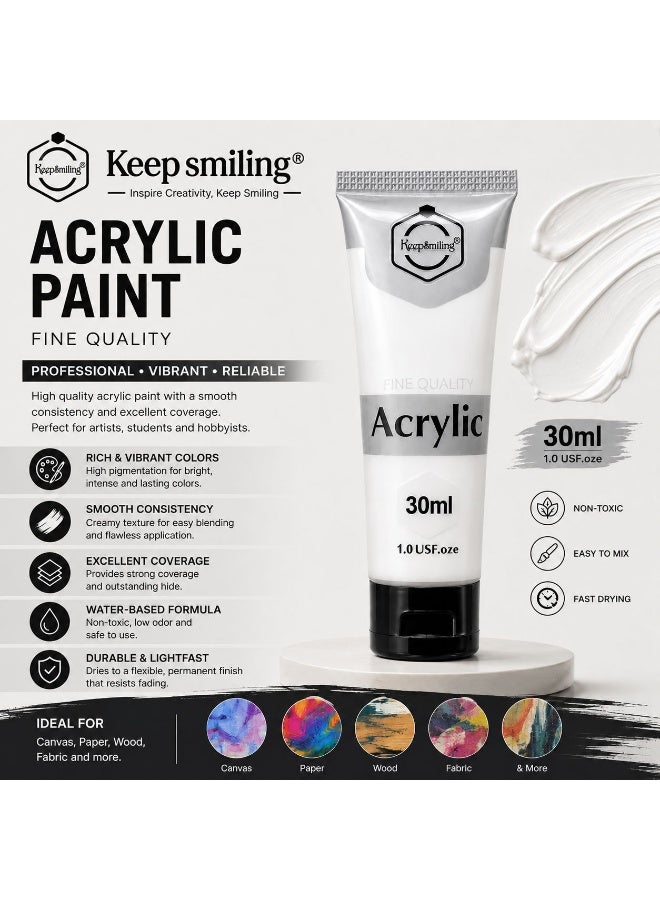 Keep Smiling White Acrylic Paint Keep smiling – 30ml Fine Quality Artist Paint - Image 3