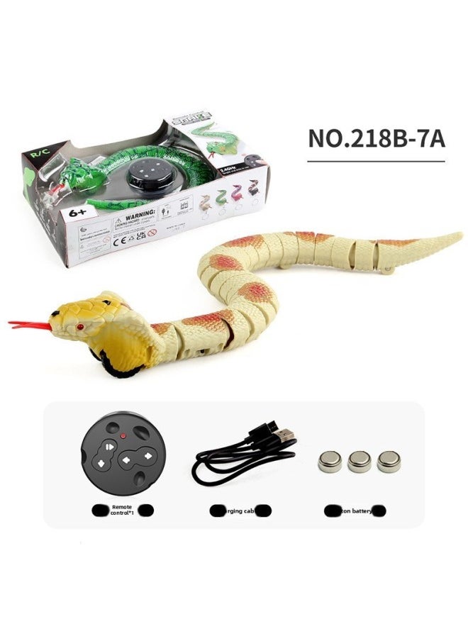 Children's Funny Remote Control Snake Cobra Remote Control Mouse Electronic Pet Infrared Remote Control Simulation Electric Toy-color:218B-7A Cobra Yellow 215g-Specifications:Support Labeling And Qualification Reports  - Image 1