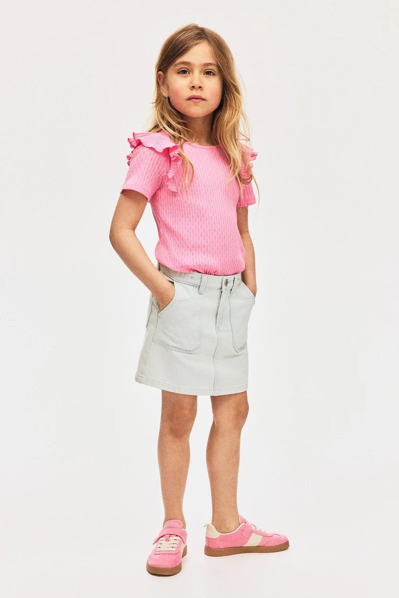 اتش اند ام بلوزة قطنية بحواف مكشكشة