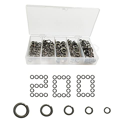 ZYYC 200 PCS Stainless Steel Fishing Split Rings Fishing Lures Connector Flat Stainless Steel Split Ring for Mini Key Chain Rings Open Jump Rings Connectors for Jewlery Making Findings Fishing - Image 1