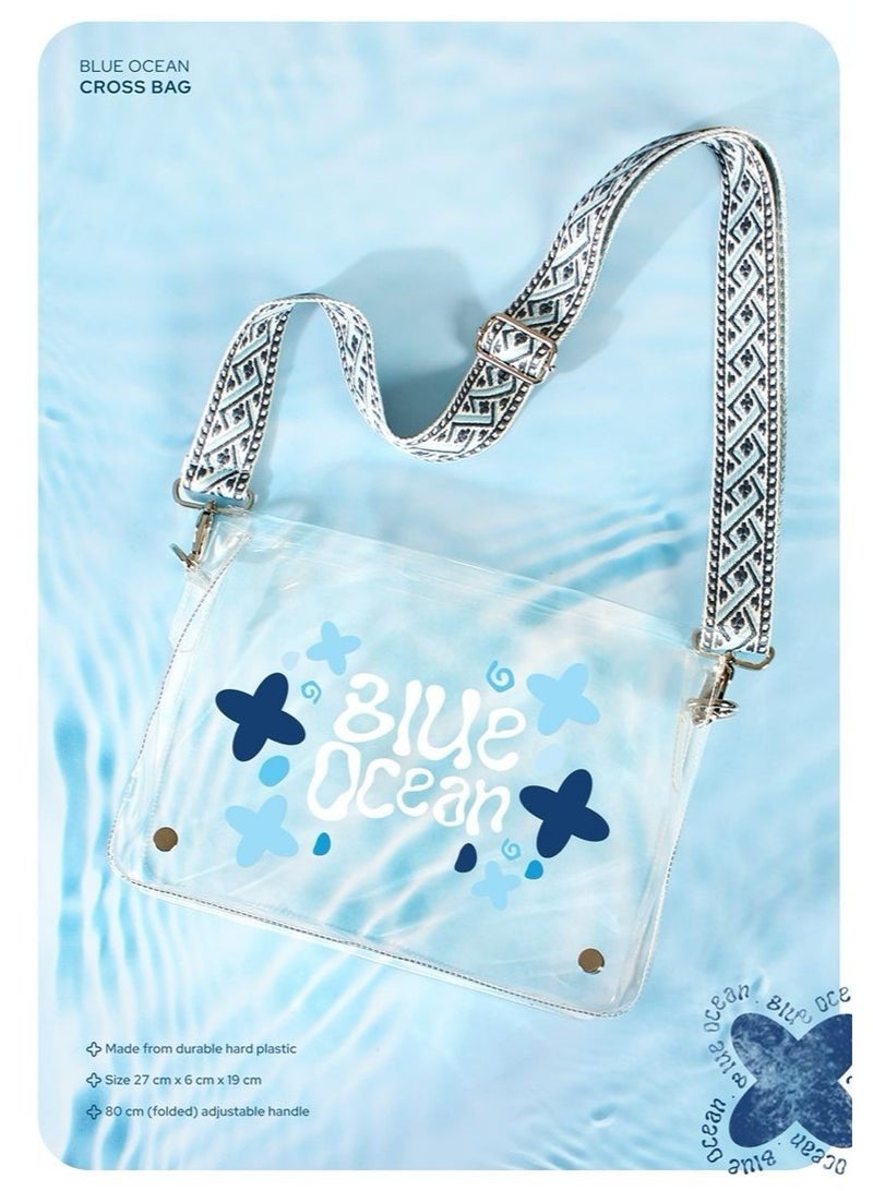 BLUE OCEAN Transparent Crossbody Bag – Durable Clear Plastic with Bold Adjustable Strap, 27×19 cm  - Image 1