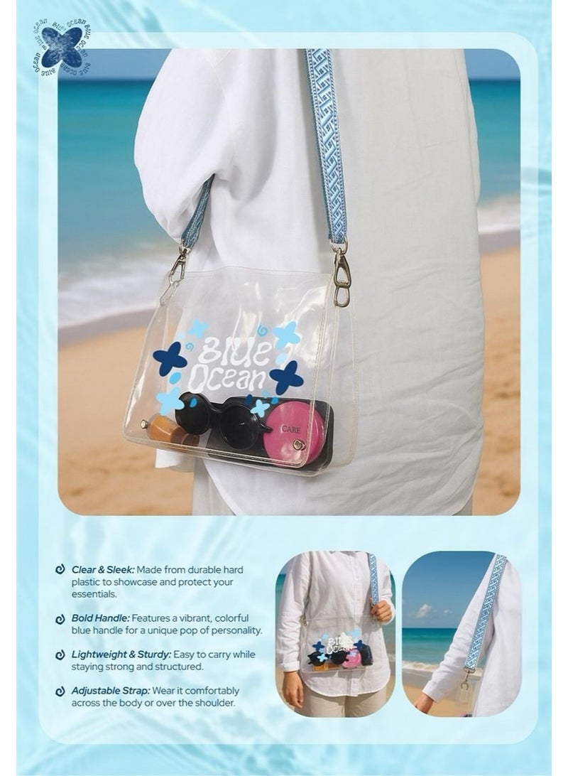 BLUE OCEAN Transparent Crossbody Bag – Durable Clear Plastic with Bold Adjustable Strap, 27×19 cm  - Image 2