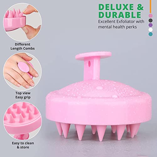 VALKYRIE Manual Scalp Massager Shampoo Brush,Eco-Friendly Wheat Straw Body With Soft Silicon Bristles, Exfoliator|Dandruff Removal,Prevents Hair Loss For unisex (PINK) - Image 3