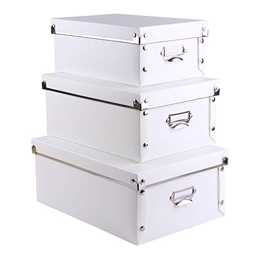SEEKIND Decorative Storage Boxes with Lids,Water-Proof Storage Bins for Shoes,Clothes,Office … - Image 1