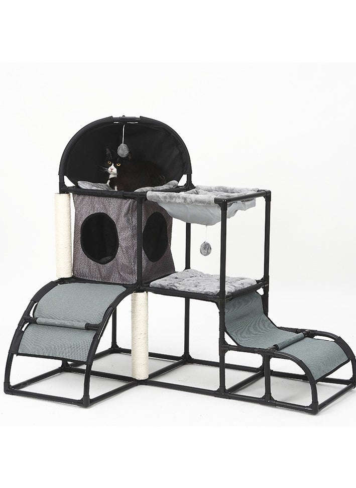 xozgdovg Cat Tree Super Stable Cats Tower House Furniture with Scratching Posts Hammock Cat Bed,Dangling Toy,Climber,Peek Holes,Jungle Extra Thick Plastic Tube,Comfortable Flannel 