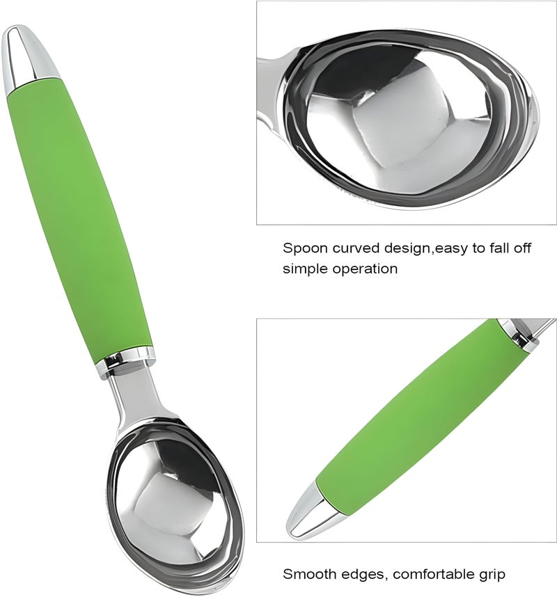 ONICORN Ice Cream Scoop, Stainless Steel Professional Ice Cream Scooper Spoon with Non-Slip Rubber Grip Handle, Ice Cream Spade for Cookie Dough, Gelato, Sorbet, Melon (Pack of 1, Green) - Image 5