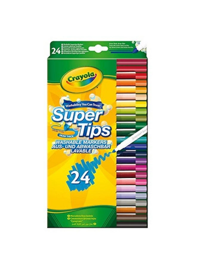 Crayola أقلام تلوين كرايولا سوبر تيبس القابلة للغسل (عبوة من 24)  - Image 1
