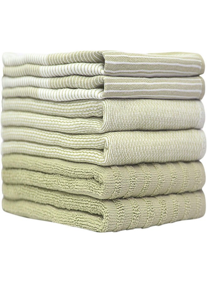 Bumble Towels Premium Kitchen Towels (20”x 28”, 6 Pack) | Large Cotton Kitchen Hand Towels | Dish Towels | Flat & Terry Towel | Kitchen Towels | Highly Absorbent Tea Towels Set with Hanging Loop | Sage Green - Image 1