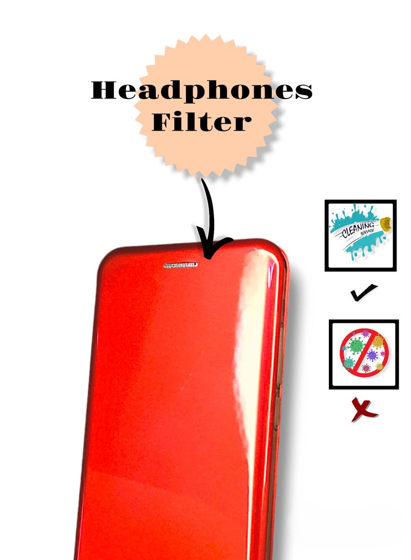 For Samsung Galaxy A20/A30 Glossy Plastic Ceramic Magnetic Flip Cover, Headphones Filter and Card Slot Compatible With Samsung Galaxy A20/A30 (6.4')(Red)  - Image 4