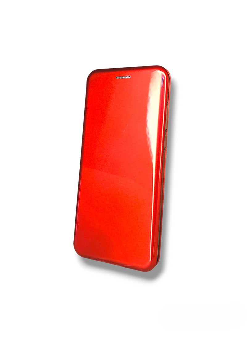 For Samsung Galaxy A20/A30 Glossy Plastic Ceramic Magnetic Flip Cover, Headphones Filter and Card Slot Compatible With Samsung Galaxy A20/A30 (6.4')(Red)  - Image 2