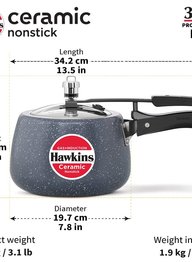 Hawkins Hawkins 3 Litre Ceramic Nonstick Pressure Cooker, Induction Inner Lid Cooker, Granite Contura shaped Cooker, Best Cooker, Blue (ICC30)  - Image 4