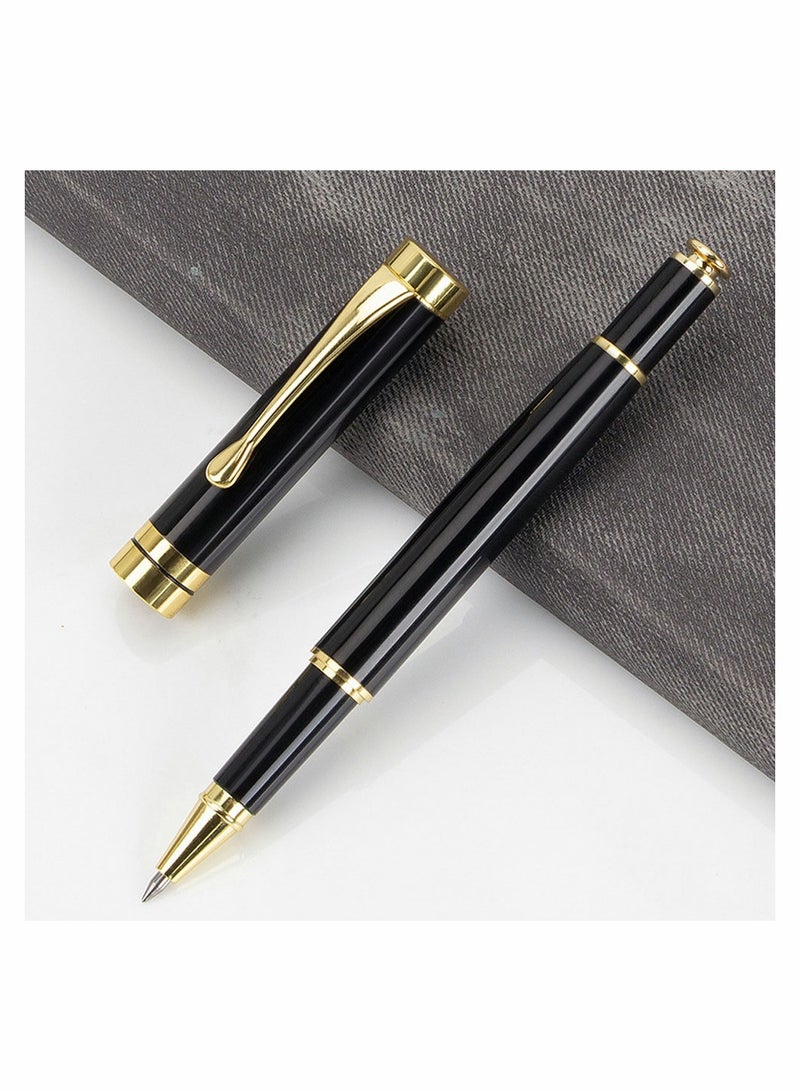 Luxury Black Ballpoint Pens with Chrome Trim - 0.5mm Tip, 2-Piece Set with Ink Refills, Perfect Gift for Students and Executives in Elegant Gift Box - Image 3