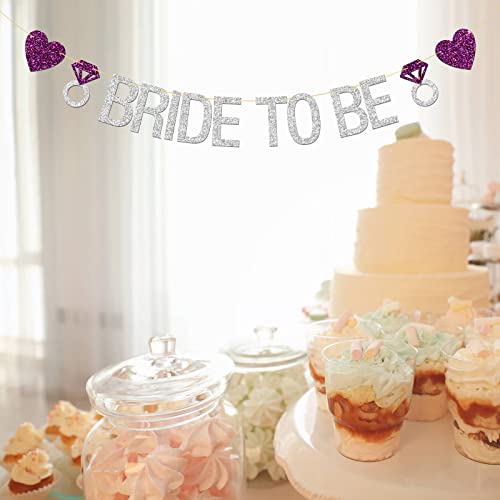Karoo Jan Bride to Be Banner with Diamond Ring, Silver Glitter Engagement Party, Wedding Party Supplies Decoration Silver - Image 5