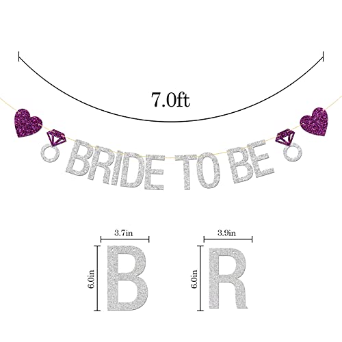 Karoo Jan Bride to Be Banner with Diamond Ring, Silver Glitter Engagement Party, Wedding Party Supplies Decoration Silver - Image 2