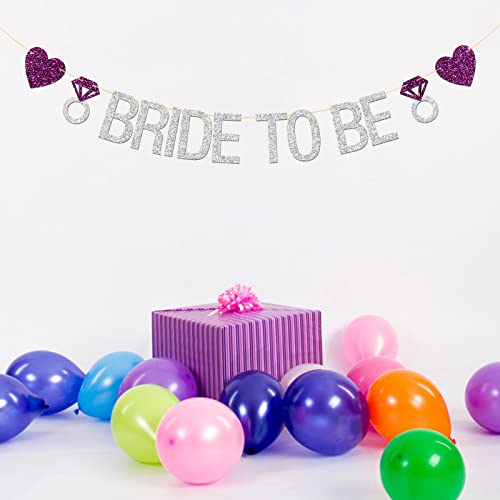 Karoo Jan Bride to Be Banner with Diamond Ring, Silver Glitter Engagement Party, Wedding Party Supplies Decoration Silver - Image 4