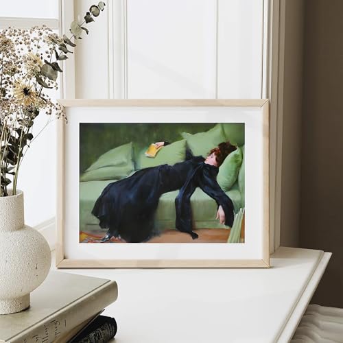 XOCUUI Vintage Unframed Wall Art, Moody Wall Decor Decadent Young Woman After the Dance Victorian Canvas Paintings, Vintage Wall Decor for Bedroom Living Room Home Office Classical Bathroom Decor Wall Art (8"x10") - Image 3