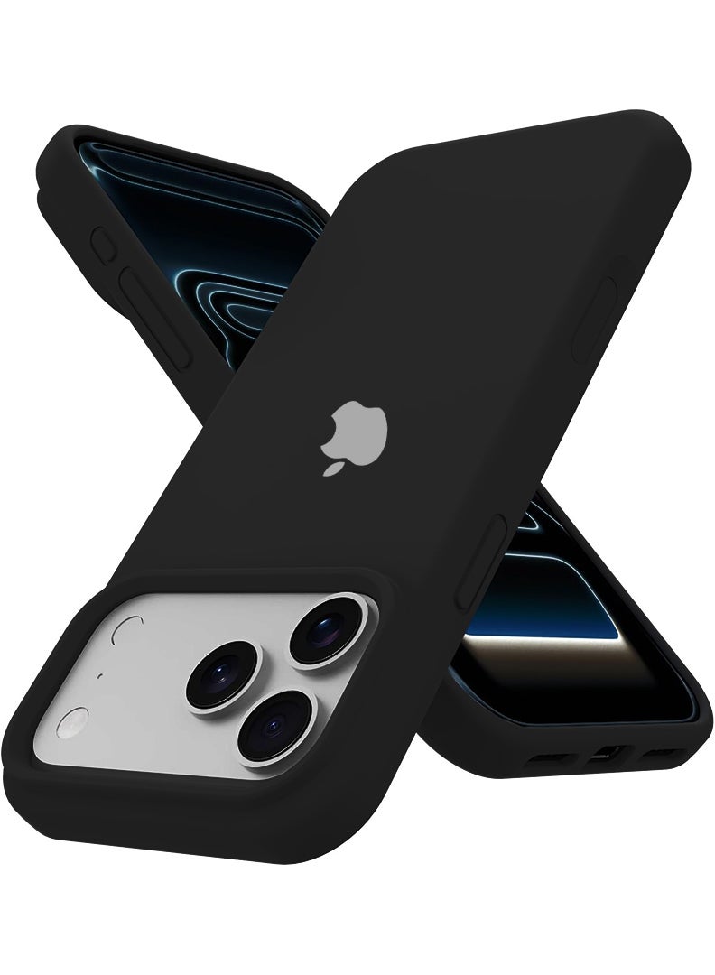 Case Up غطاء سيليكون سائل ناعم متميز لأبل آيفون 17 برو ماكس 2025 - أسود - Image 1