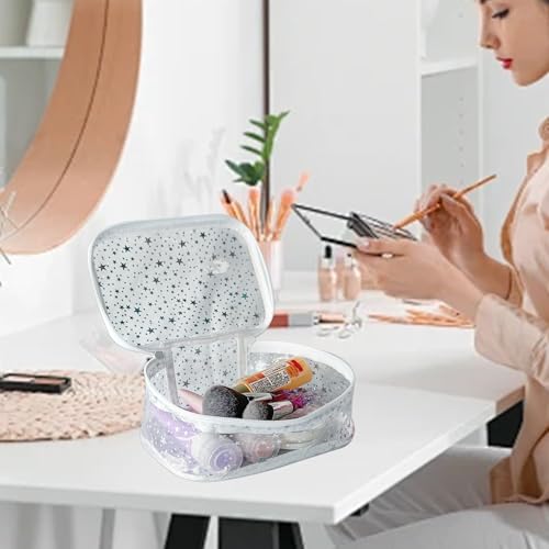 TotePrint Star Print PVC Makeup Bag Bulk,7.87×3.15×5.51 inch Clear Storage Bag Toiletry Pocket Zippered Pouch Waterproof Cosmetic Bags for Women (Purple) - Image 5