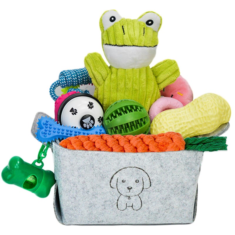 MRSOHRET 20Pcs Puppy Chew Toys for Teething Dog Chew Toys with Rope Toys Pet Dog Toothbrush Treat Balls Plush Toys and Squeaky Toy for Small Medium Dogs with Basket - Image 2