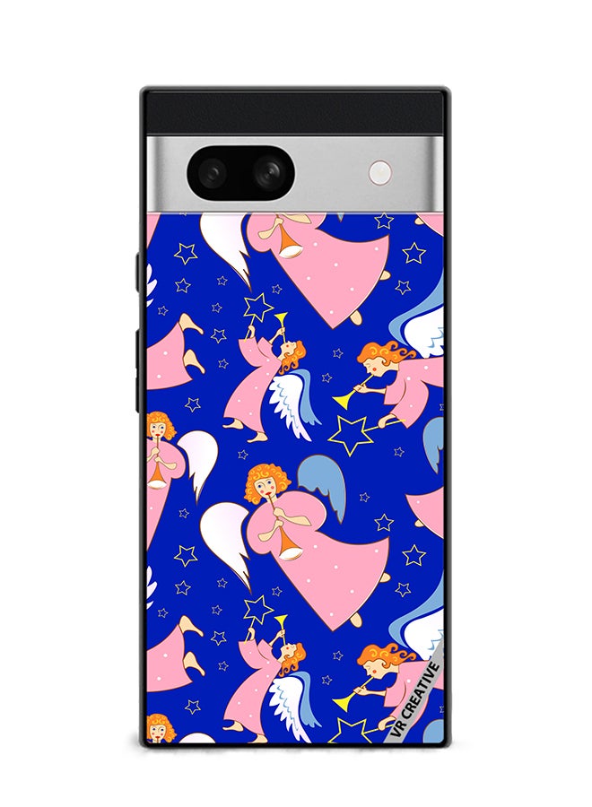 VR CREATIVE Protective Case Cover For Google Pixel 7a Christmas Angels With Flutes Design Multicolour - Image 1