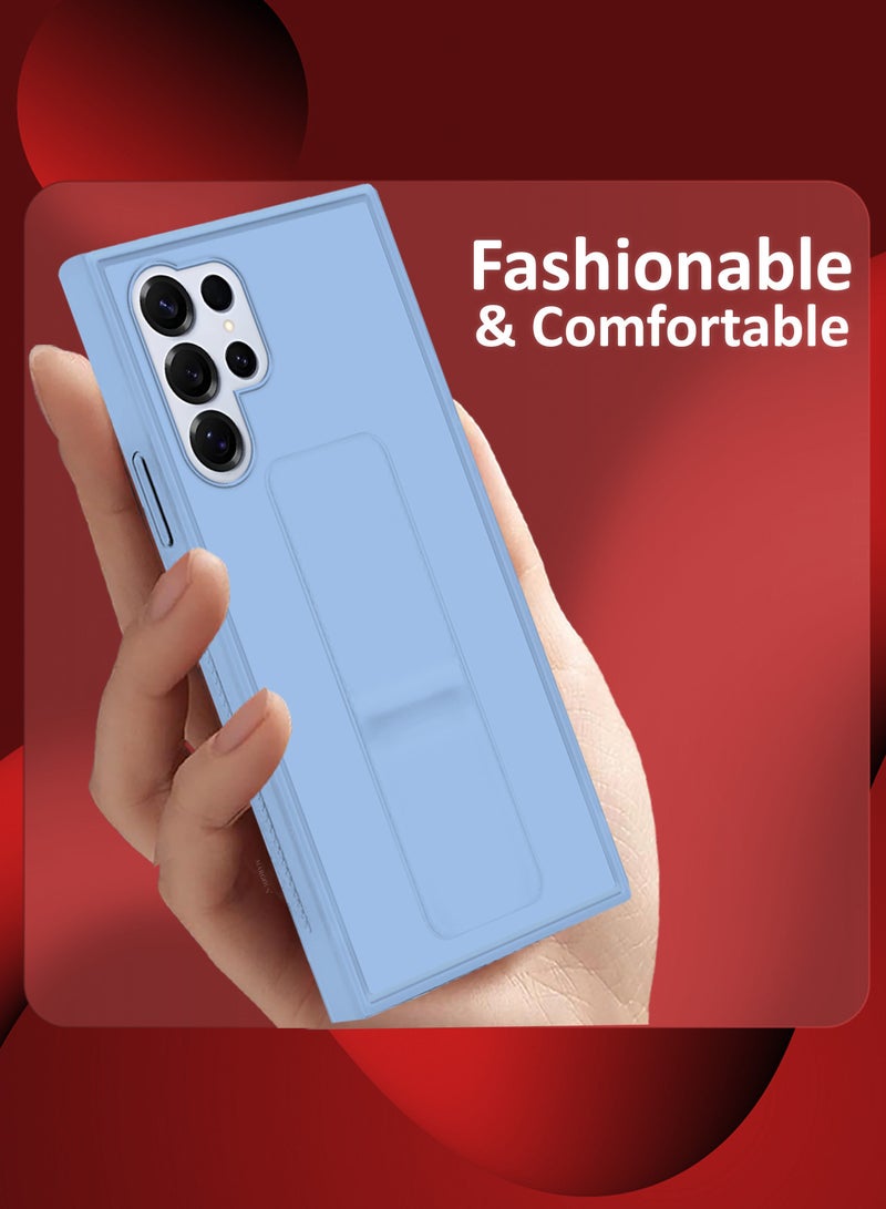 CATANES (for Samsung Galaxy S25 Ultra) Case Premium PU Leather with Stand Function, Shockproof and Anti Scratch Finger Grip Case Cover / Light Blue - Image 5