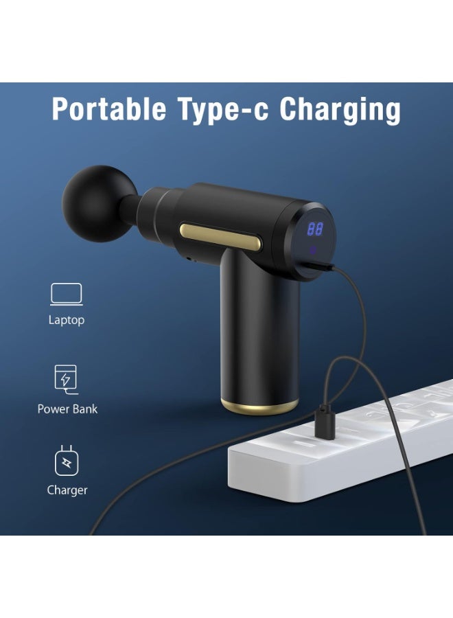 Mini Deep Tissue Massage Gun – 6-Speed Percussion Muscle Massager with 4 Interchangeable Heads, Type-C Rechargeable, Super Quiet - Image 2