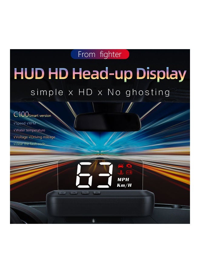 سيارة C100 HUD LED التصوير Stereo Head-Up Display KM / H MPH مقياس السرعة الرقمي لجميع السيارات - Image 3