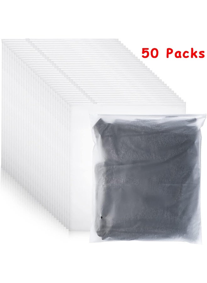 Depend 50 Pcs Frosted Clothes Packaging Bags For Shipping Clothes Bags Space Saving Large Plastic Zip Lock Bag Resealable Frosted Packing Bag Travel Storage Bags For Clothing Shoes, No Odor 30x40cm - Image 1