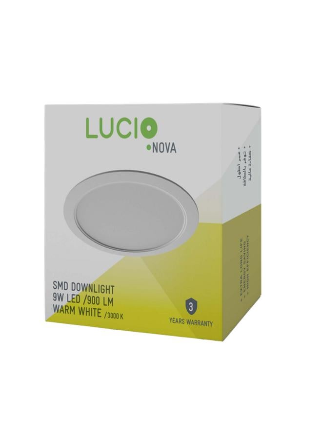 Lucio 9W 900-Lumens High Efficiency Energy-Saving Downlight Warm White DR46b-9W-3000K