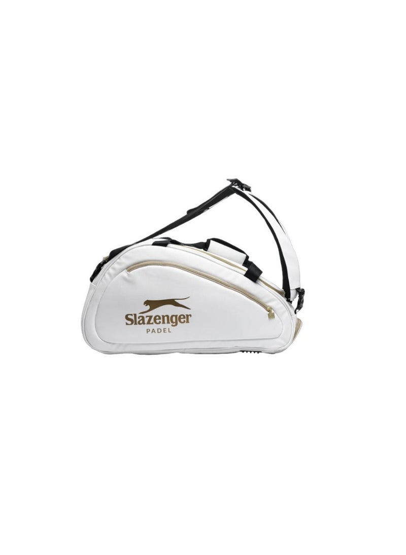 سلازنجر حقيبة مضارب البادل سلازنجر بانثر - حقيبة بادل فاخرة من الجلد الصناعي الأبيض | مساحة رئيسية كبيرة، جيب جانبي للمضرب، وأشرطة مبطنة قابلة للتعديل | حمل متعدد الاستخدامات (حقيبة يد/حقيبة ظهر) - Image 2