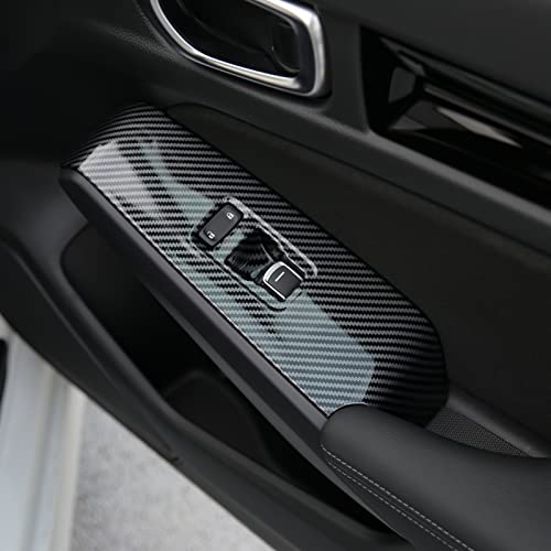 Thenice Compatible with Honda Civic Accessories Window Control Panel Door Armrest Cover Trims Interior Accessory for Civic 2022 2023 2024 2025 (Carbon Fiber Print) - Image 2