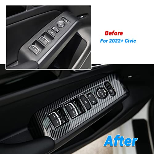 Thenice Compatible with Honda Civic Accessories Window Control Panel Door Armrest Cover Trims Interior Accessory for Civic 2022 2023 2024 2025 (Carbon Fiber Print) - Image 4
