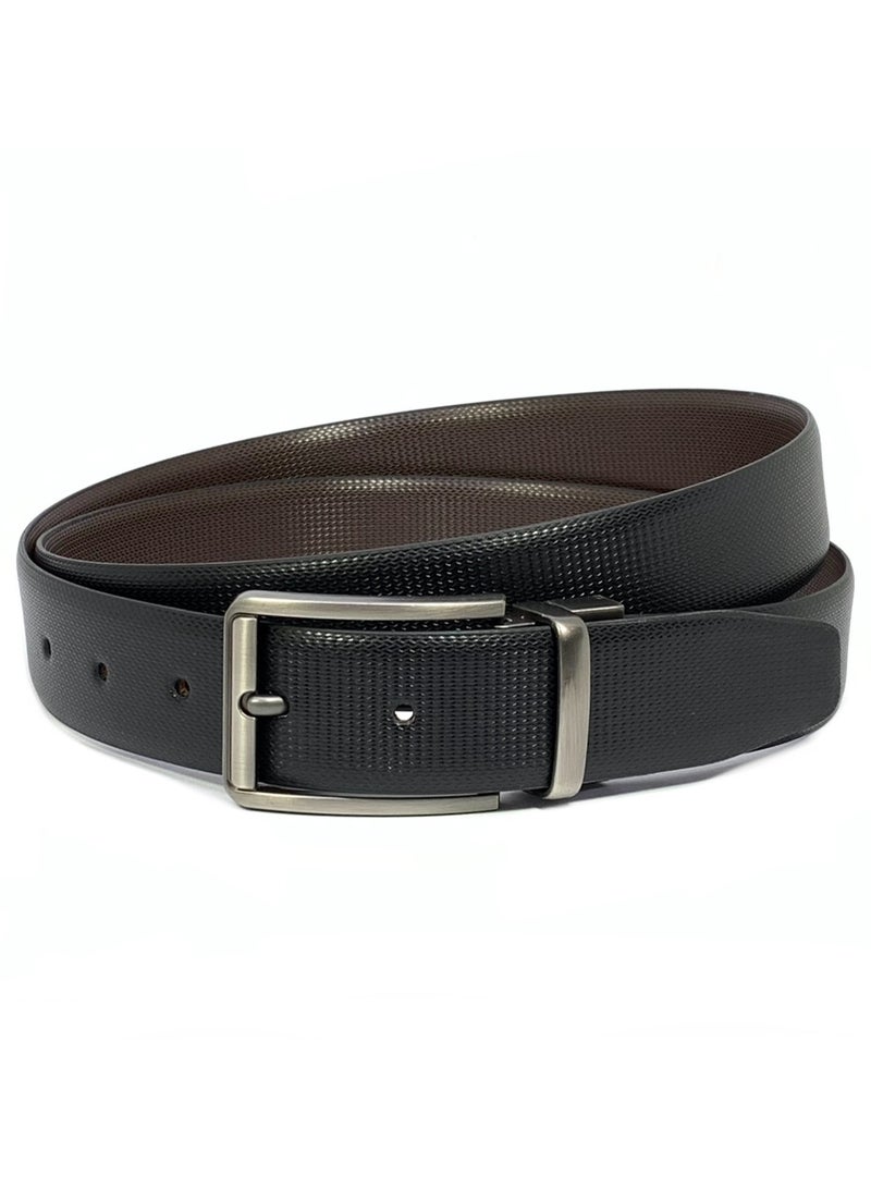 FOCUS Focus Faux Leather Reversible Belt for Men Stylish Formal Belt with Adjustable Buckle – Black & Brown Men's Belt for Formal Wear, Trouser Belt, Gifts for Men  - Image 1