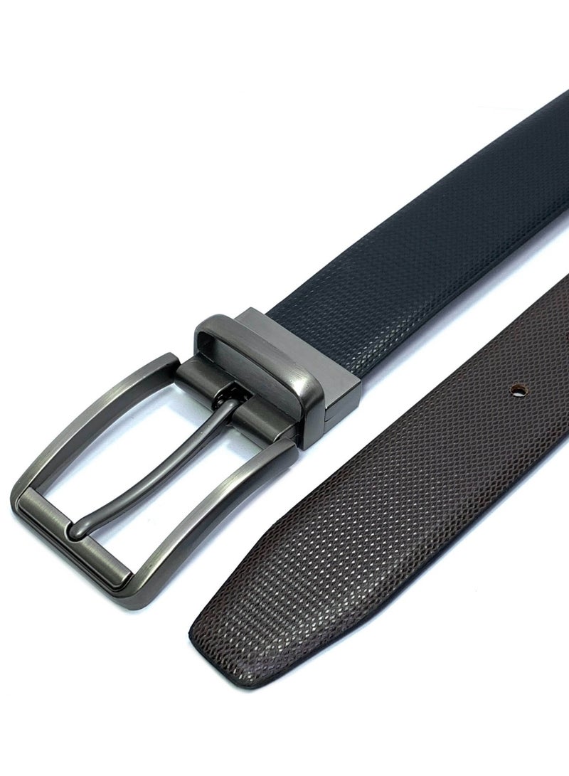 FOCUS Focus Faux Leather Reversible Belt for Men Stylish Formal Belt with Adjustable Buckle – Black & Brown Men's Belt for Formal Wear, Trouser Belt, Gifts for Men  - Image 2