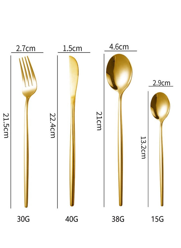 wowofa 24-Piece Modern Silverware Set, Stainless Steel Flatware Cutlery Set, Elegant Kitchen Utensils， Service for 6 Includes Dinner Knives/Spoons/Forks/Coffee spoon/golden，Mirror Polished, Dishwasher Safe  - Image 3