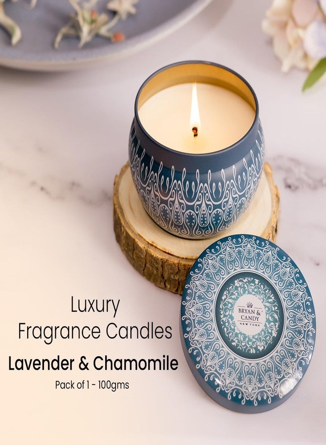 Bryan & Candy Scented Candles Gift Set for for Women & Men Lavender & Chamomile,100 gm Each Soy Wax Eco Friendly Printed Tin - Image 2