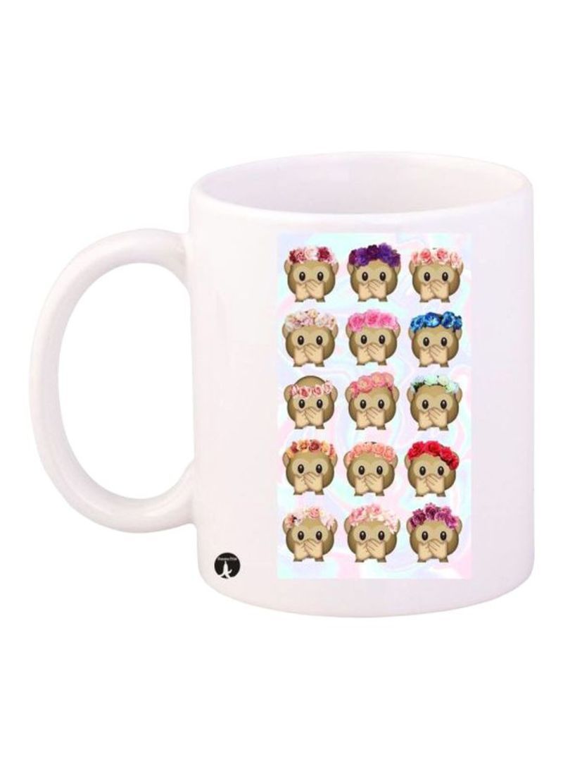 RKN Emoji Printed Mug White/Brown/Pink Standard Size