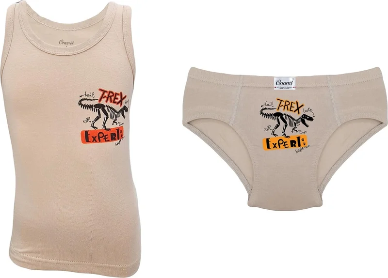 Onurel Boy 5-Pack Mixed Color Dinezor Printed Lycra Undershirt Briefs Set