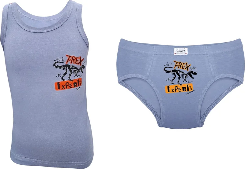 Onurel Boy 5-Pack Mixed Color Dinezor Printed Lycra Undershirt Briefs Set